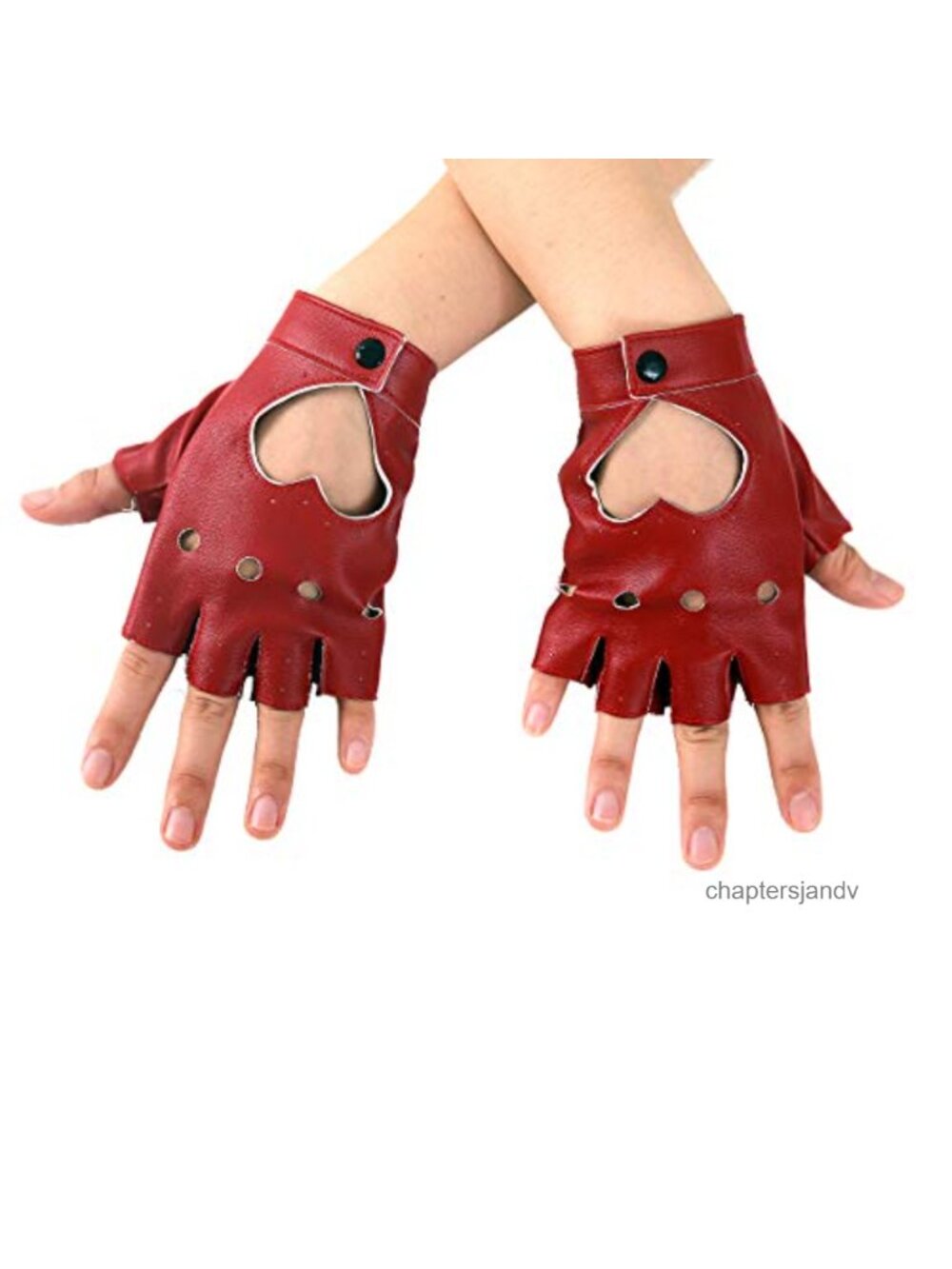 Heart Cutout Half Finger Faux Leather Performance Gloves